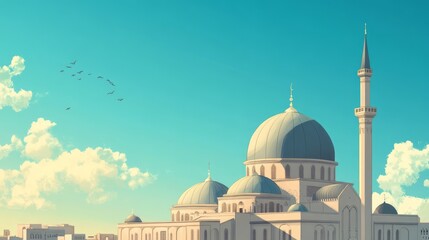 Serene Mosque Architecture Against a Clear Sky