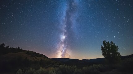 Starry night in mountains 