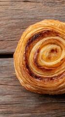 Fototapeta premium Delightful kouign amann pastry on rustic wooden surface for gourmet inspirations