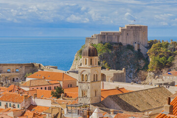 Aerial View of the Old town Dubrovnik from defensive walls