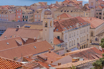Aerial View of the Old town Dubrovnik from defensive walls