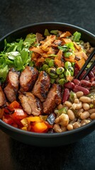 Delicious cassoulet dish with duck confit, vegetables, and beans in a bowl