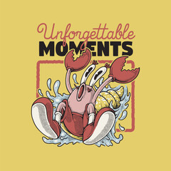 retro cartoon emblem of falling hermit crab © andhikajudy