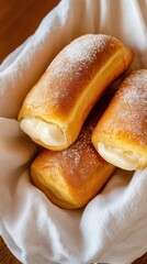 Delicious praline cream &eacute;clairs flat lay for spring dessert inspiration