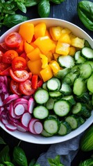 Vibrant french ratatouille flat lay with fresh vegetables for culinary inspiration