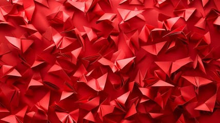 Naklejka premium Red Origami Paper Background with Folded Shapes