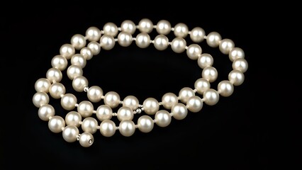 Obraz premium Pearl Necklace on Black Background