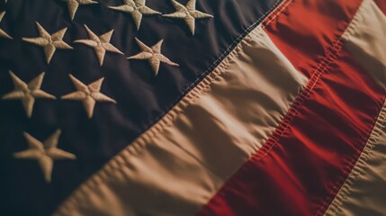 Close-Up of American Flag Textures and Patterns