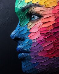 Obraz premium Colorful artistic face painted with vibrant hues