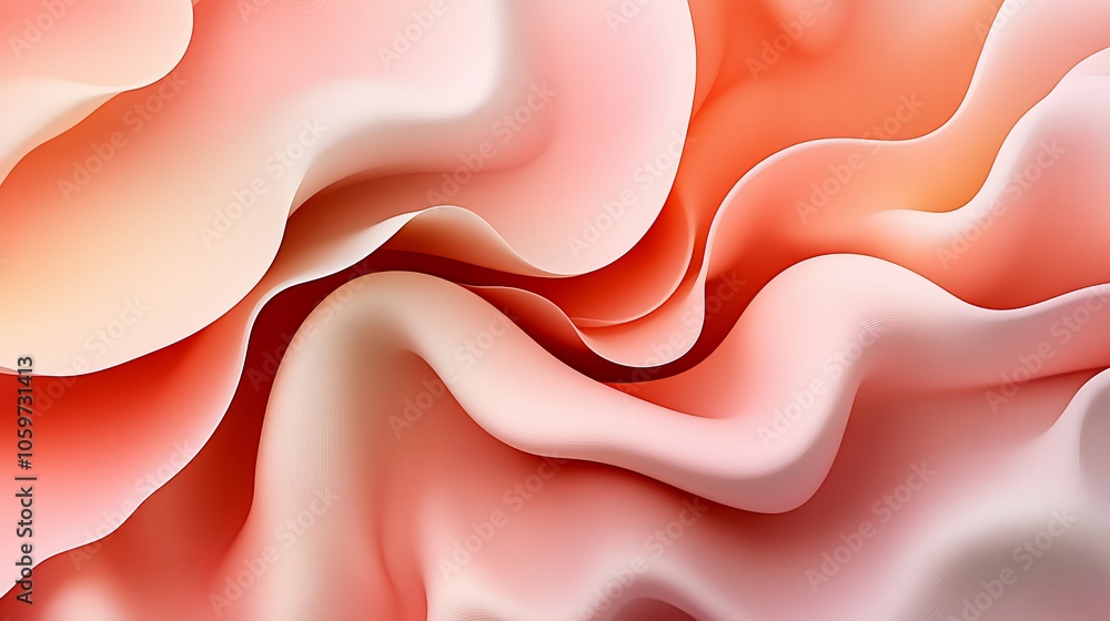 Poster abstract background with smooth flowing pink and orange waves.