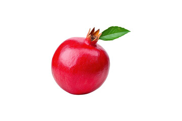 Vibrant Red Pomegranate with Green Leaf on Black Background A Juicy Delight for Health Enthusiasts