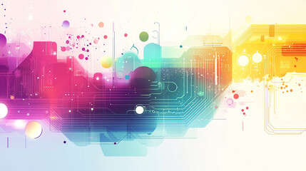 Obraz premium Abstract digital background vector illustration with gradient colors, geometric shapes, and circuit patterns, featuring an industrial design style with a flat composition