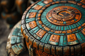 Obraz premium a traditional Aztec drum, decorated with native patterns.