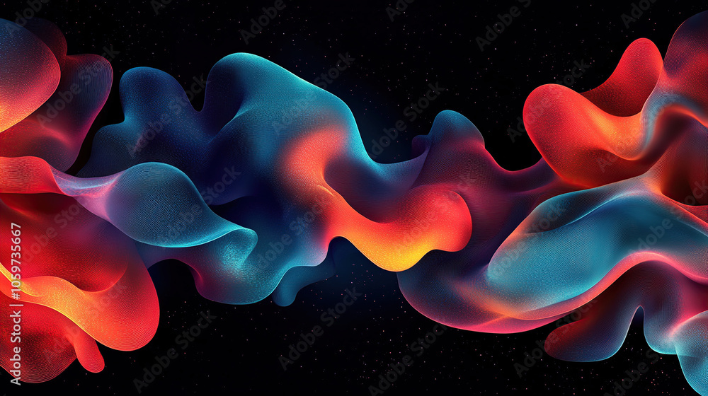 Aufkleber abstract fluid shapes in vibrant colors on a dark background, creating an otherworldly and dynamic w