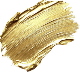 Abstract gold paint brush stroke on transparent background