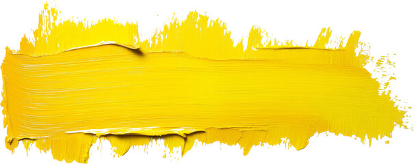 Fototapeta premium Yellow paint brush stroke on transparent background