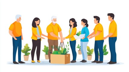 Obraz premium Community Plant Distribution Event with Diverse Individuals