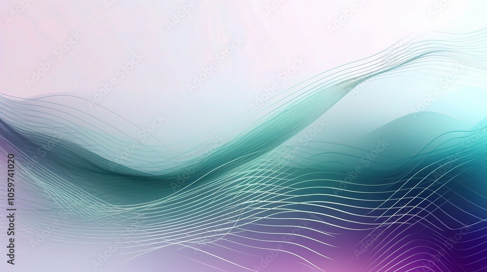 Poster abstract waves with flowing lines in soft colors