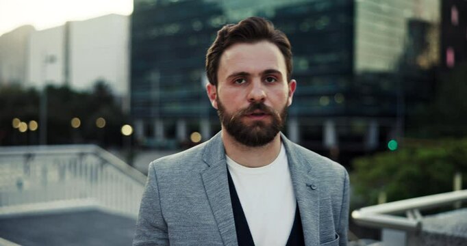 Stress, tired and business man in city with bankruptcy, depression or job interview fail. Fatigue, outdoor or burnout with exhausted worker walking in street for overwork, jobless or financial crisis