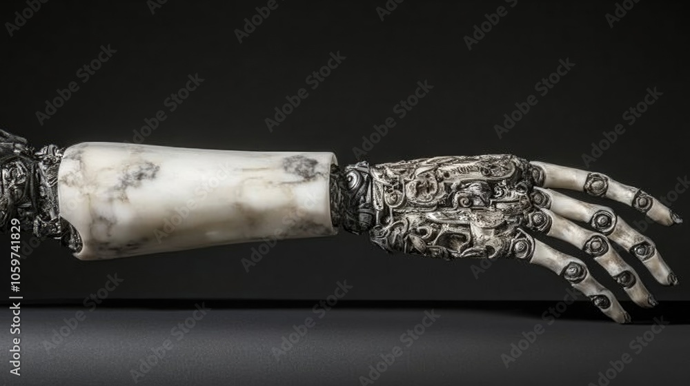 Poster intricate robot hand displaying artistic craftsmanship