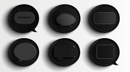 Collection of Black Speech Bubbles and Comment Icons