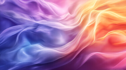 Obraz premium Soft flowing fabric in vibrant shades of purple, orange, and pink creates a dreamy atmosphere