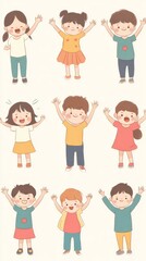 Fototapeta premium Happy Children Celebrating Together in Colorful Outfits