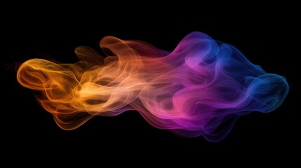 Obraz premium Explosion of vibrant multicolored smoke on a deep black background, showcasing swirling layers and hues