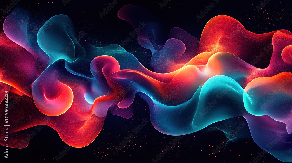 Aufkleber abstract fluid shapes in vibrant colors on a dark background, creating an otherworldly and dynamic w
