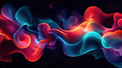 Obraz premium Abstract fluid shapes in vibrant colors on a dark background, creating an otherworldly and dynamic wallpaper design
