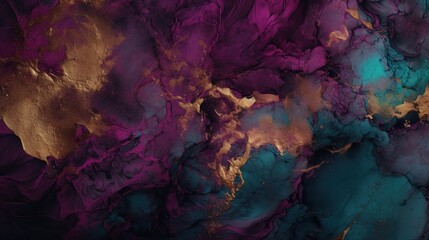 Dark Magenta and Blue Abstract Texture with Gold Inclusions