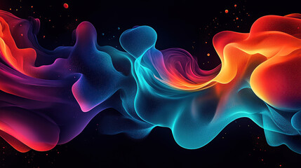 Obraz premium Abstract fluid shapes in vibrant colors on a dark background, creating an otherworldly and dynamic wallpaper design
