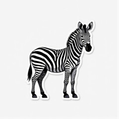 Obraz premium Zebra sticker design: black and white animal illustration for kids and crafts