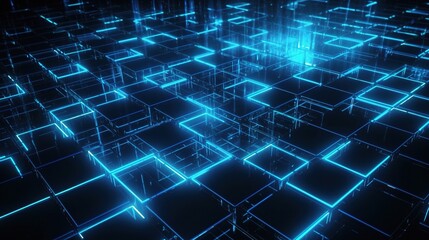 Fototapeta premium Futuristic Neon Blue Grid Background Design