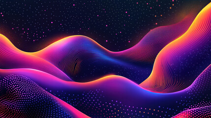 Fototapeta premium 3D render of a colorful abstract background with waves and curves, featuring a color palette of purple, blue, pink, orange, and red