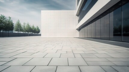Obraz premium Modern Architectural Building with Empty Pavement