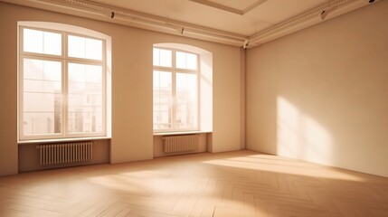 Fototapeta premium Bright and Airy Empty Studio Room in Neutral Tones