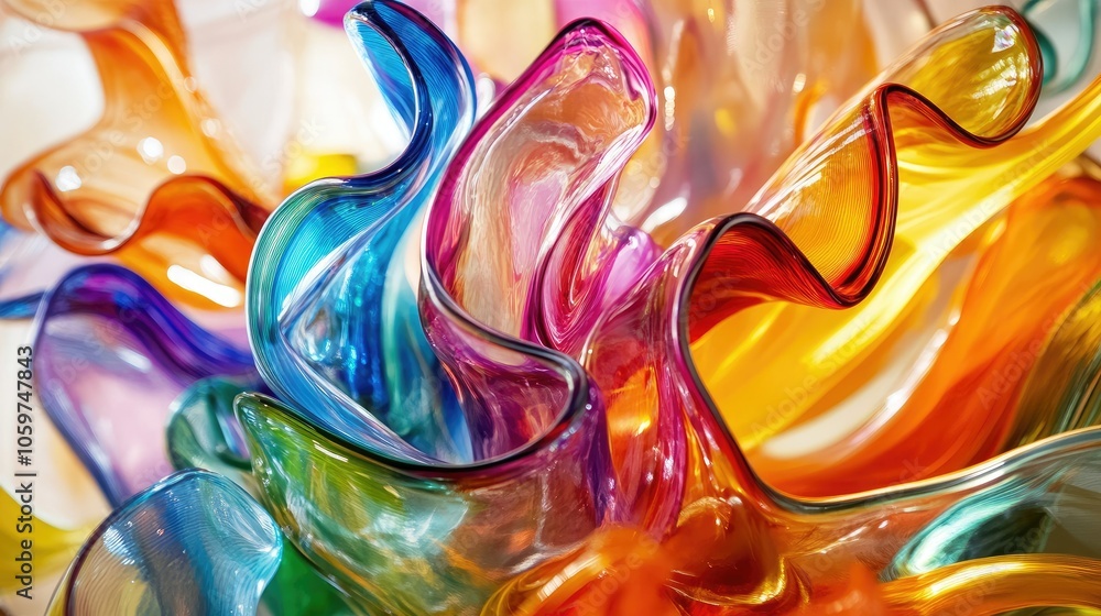 Poster glass filled with vibrant colors in motion, fluid dynamics of hues blending and swirling gracefully