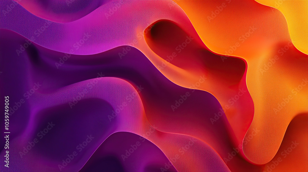 Aufkleber 3d render of an abstract background with a colorful gradient and waves of different shades of pink, 