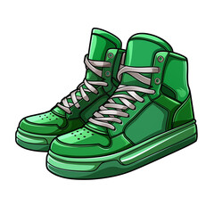 Bright green cartoon sneakers standing out against a simple background, showcasing unique design