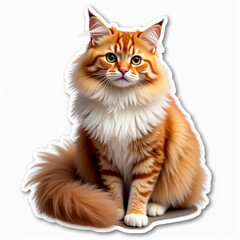 Obraz premium Cute fluffy maine coon cat sticker design for animal lovers and pet enthusiasts