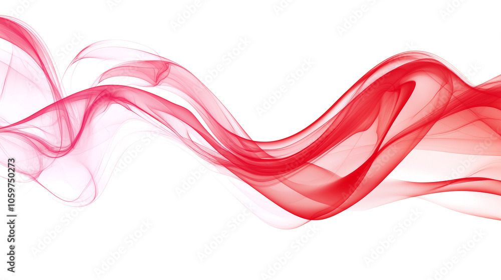 Poster colorful abstract red and pink wave on transparent background