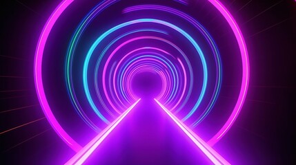 Obraz premium Neon Gradient Light Tunnel with Color Transitions