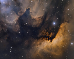 Fototapeta premium Dark Nebula with Sooty Tendrils of Black and Charcoal: Cosmic Veil Obscuring the Secrets of Star Birth