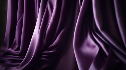 Fototapeta premium Elegant Purple Satin Drapes Flowing in Soft Light