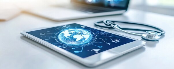 High-Tech Medical Innovation: Advanced Tablet with Digital Health Interface in Laboratory
