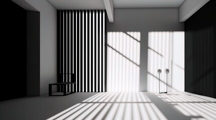Obraz premium Minimal Black and White 3D Room with Arch Design