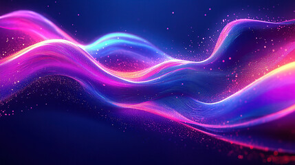 Fototapeta premium 3D render of a colorful abstract background with waves and curves, featuring a color palette of purple, blue, pink, orange, and red