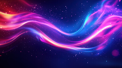 Obraz premium 3D render of a colorful abstract background with waves and curves, featuring a color palette of purple, blue, pink, orange, and red