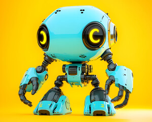 Naklejka premium A Playful Toy Robot Styled in a Cartoonish Design: Fun Children's Toy